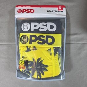 PSD Men's Tropic Sunrise Print Briefs 2pk Palm Sunrise Black Size S NWT